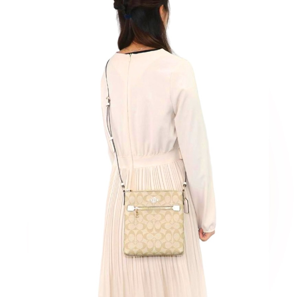 Coach Mini Rowan File Bag In Signature in Light Brown